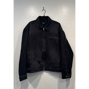 REPRESENT Collared Denim Jacket Mens Size  XL Aged Black Zip Distressed City
